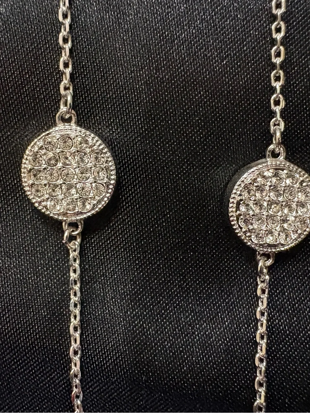 kate spade Silver-Tone Long Station Necklace with Pave Discs